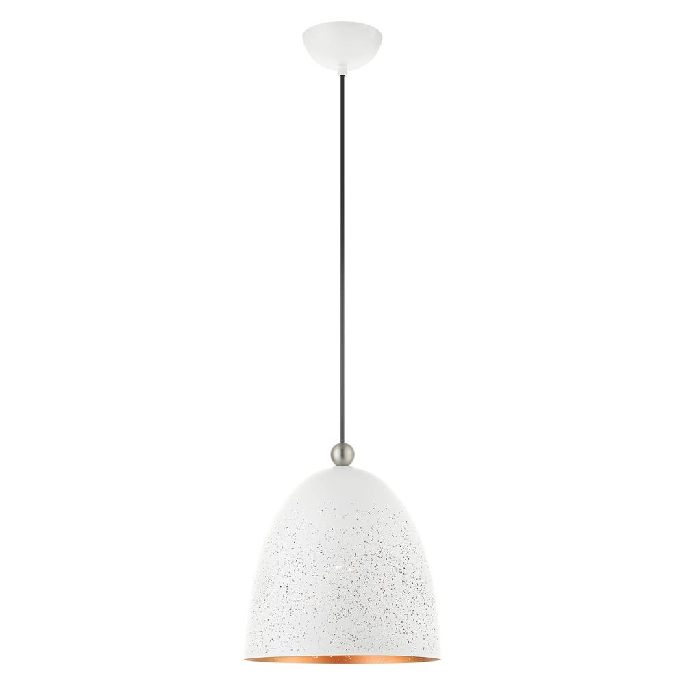 Livex Lighting 49109-03 Arlington Pendant in White with Brushed Nickel Accents