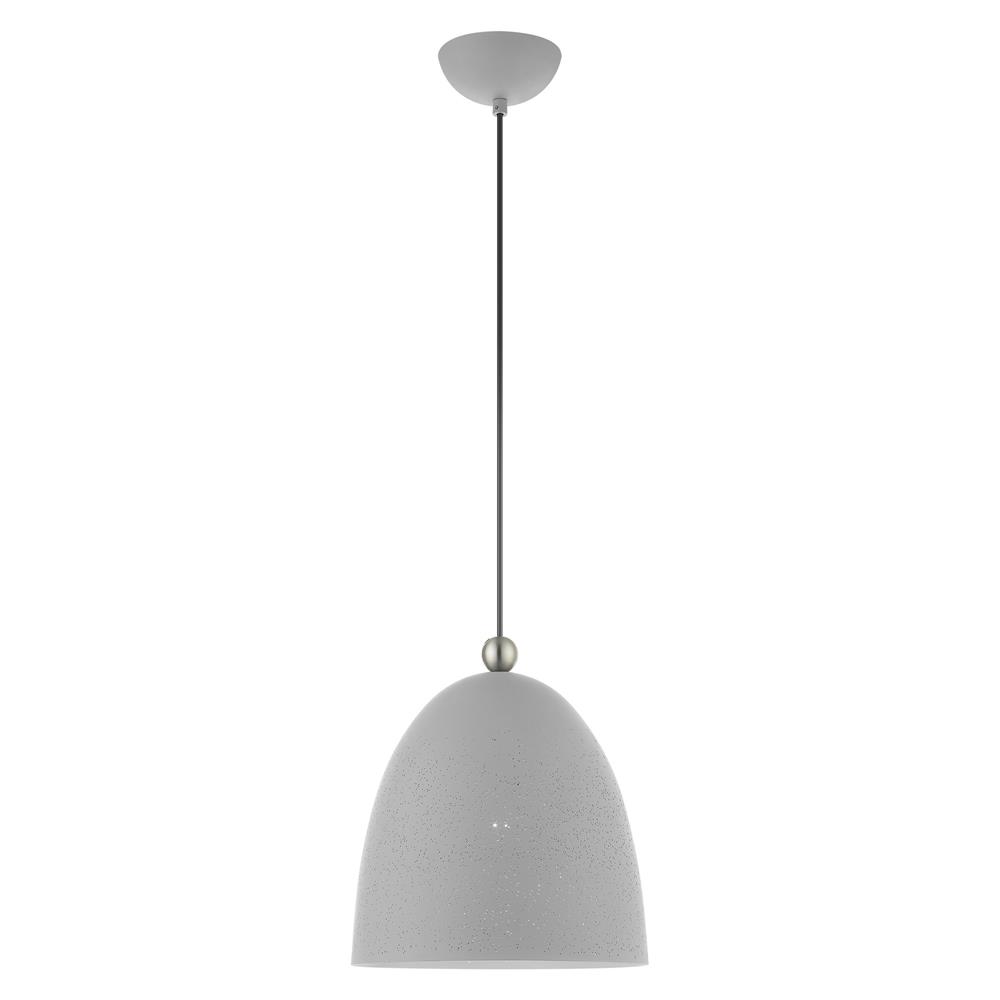 Livex Lighting 49109-80 Arlington Pendant in Nordic Gray with Brushed Nickel Accents