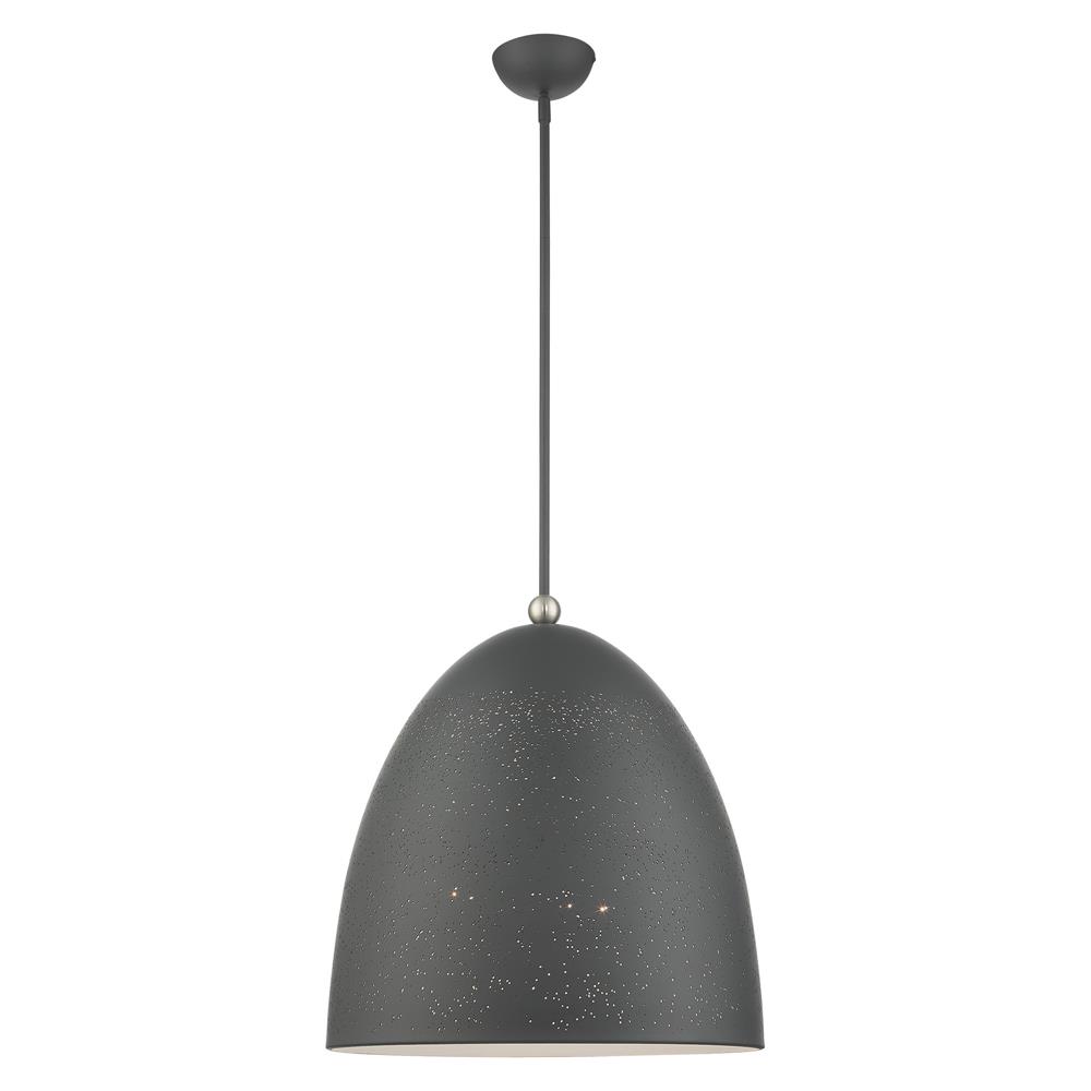Livex Lighting 49110-76 Arlington Pendant in Scandinavian Gray with Brushed Nickel Accents