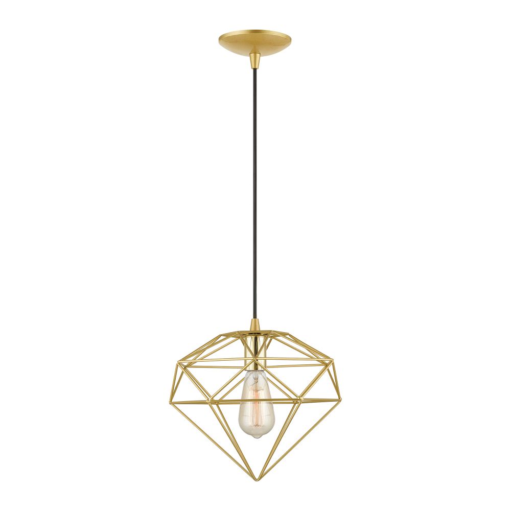 Livex Lighting 49152-33 1 Light Soft Gold with Polished Brass Accents Pendant
