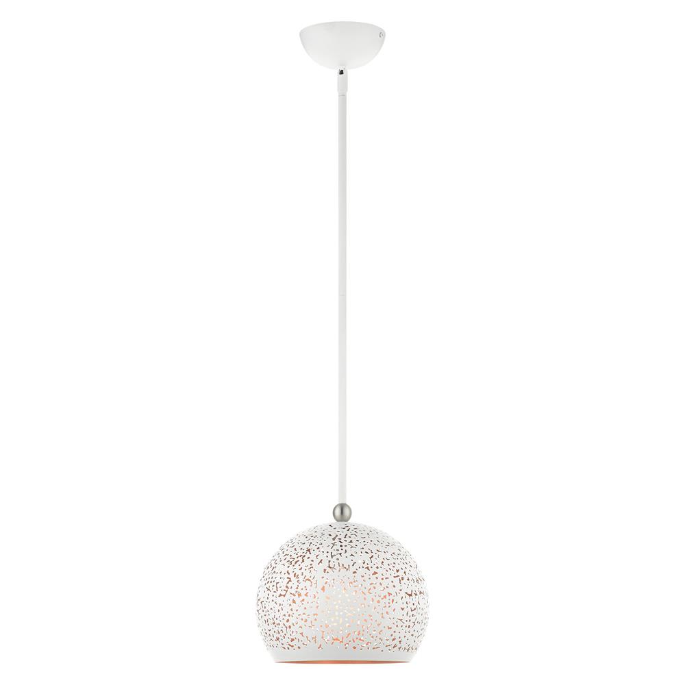 Livex Lighting 49181-03 Charlton Pendant in White with Brushed Nickel Accents