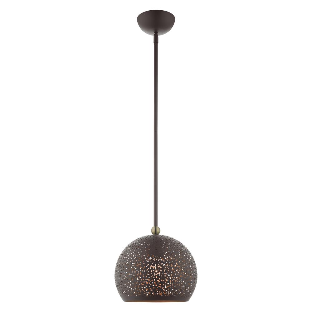 Livex Lighting 49181-07 Charlton Pendant in Black with Antique Brass Accents