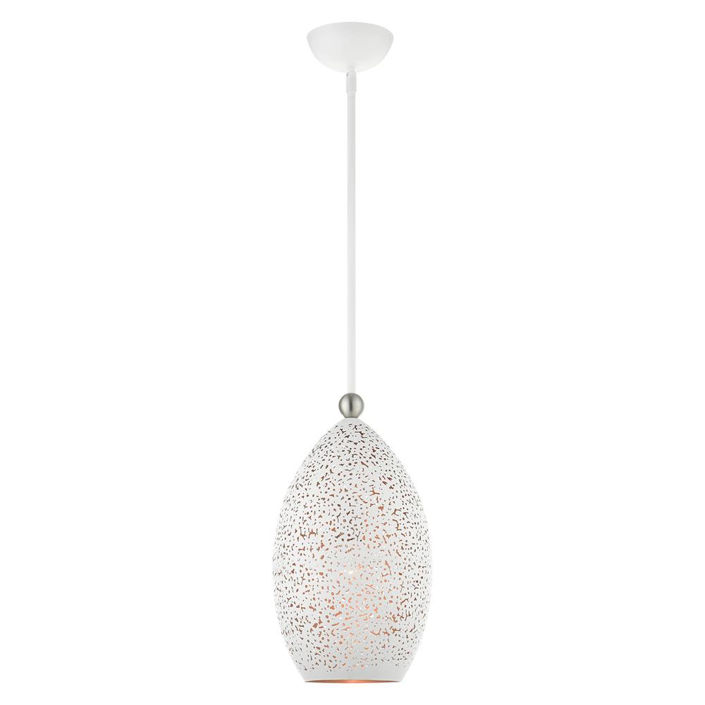 Livex Lighting 49182-03 Charlton Pendant in White with Brushed Nickel Accents