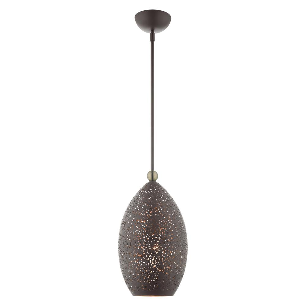 Livex Lighting 49182-07 Charlton Pendant in Black with Antique Brass Accents