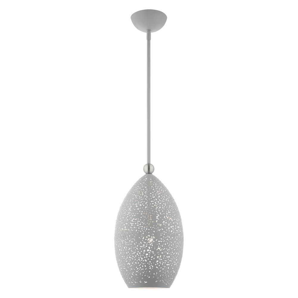 Livex Lighting 49182-80 Charlton Pendant in Nordic Gray with Brushed Nickel Accents