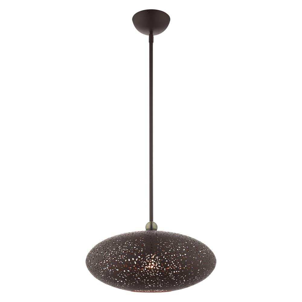 Livex Lighting 49184-07 Charlton Pendant in Black with Antique Brass Accents