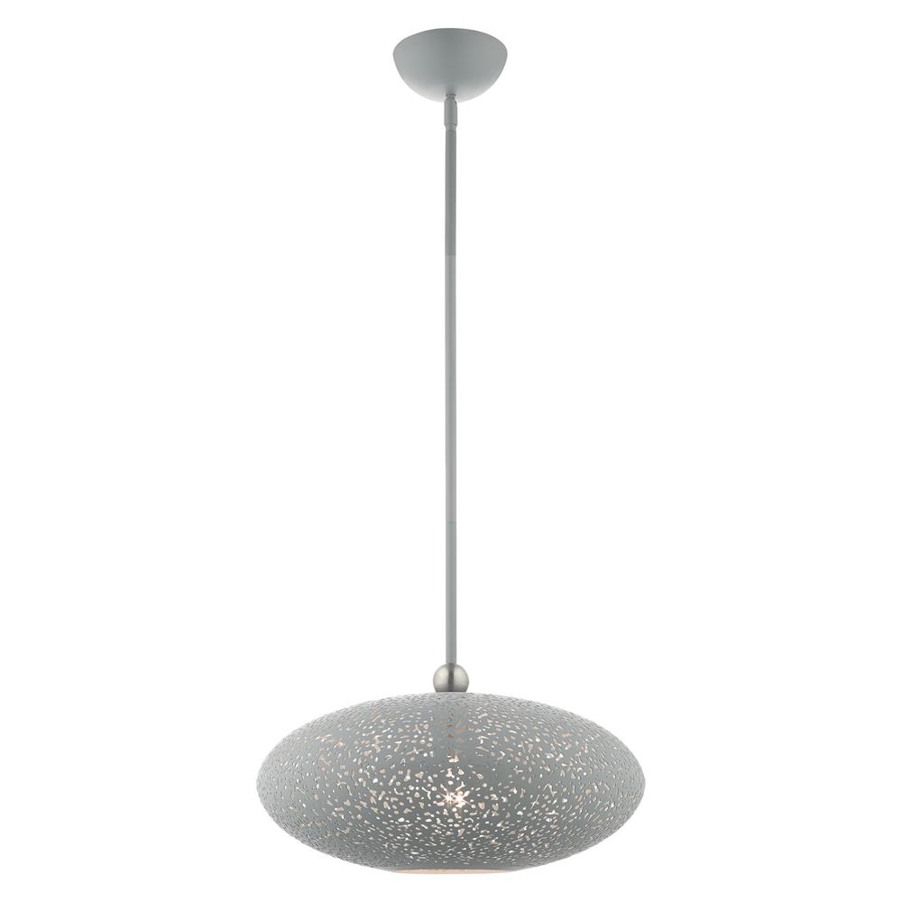 Livex Lighting 49184-80 Charlton Pendant in Nordic Gray with Brushed Nickel Accents