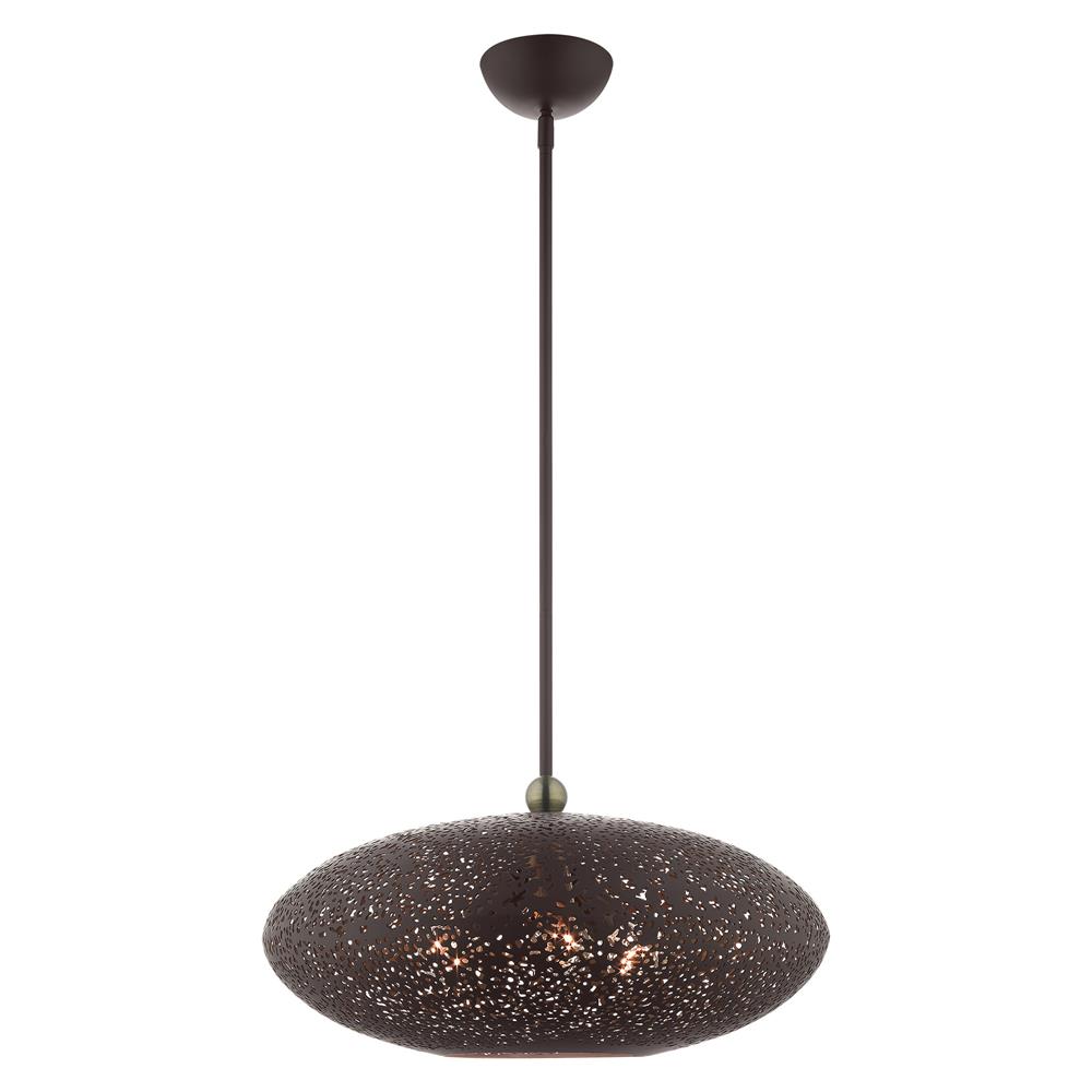 Livex Lighting 49185-07 Charlton Pendant in Black with Antique Brass Accents