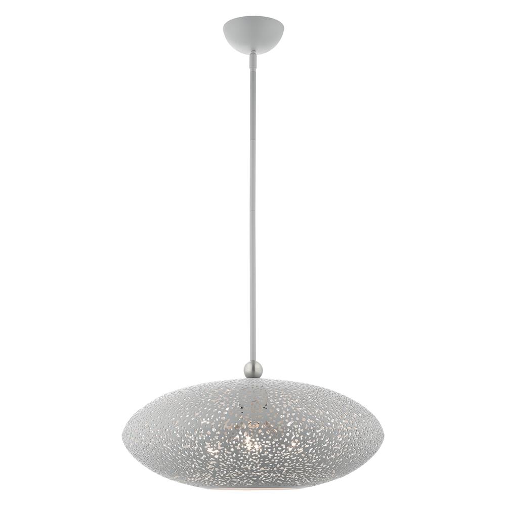 Livex Lighting 49185-80 Charlton Pendant in Nordic Gray with Brushed Nickel Accents