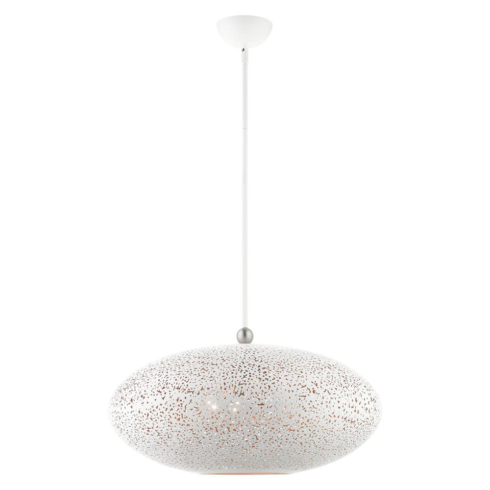 Livex Lighting 49186-03 Charlton Pendant in White with Brushed Nickel Accents