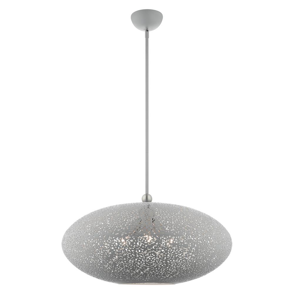 Livex Lighting 49186-80 Charlton Pendant in Nordic Gray with Brushed Nickel Accents