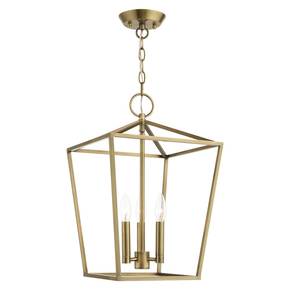 Livex Lighting 49433-01 Devonshire Convertible Semi Flush/Lantern in Antique Brass