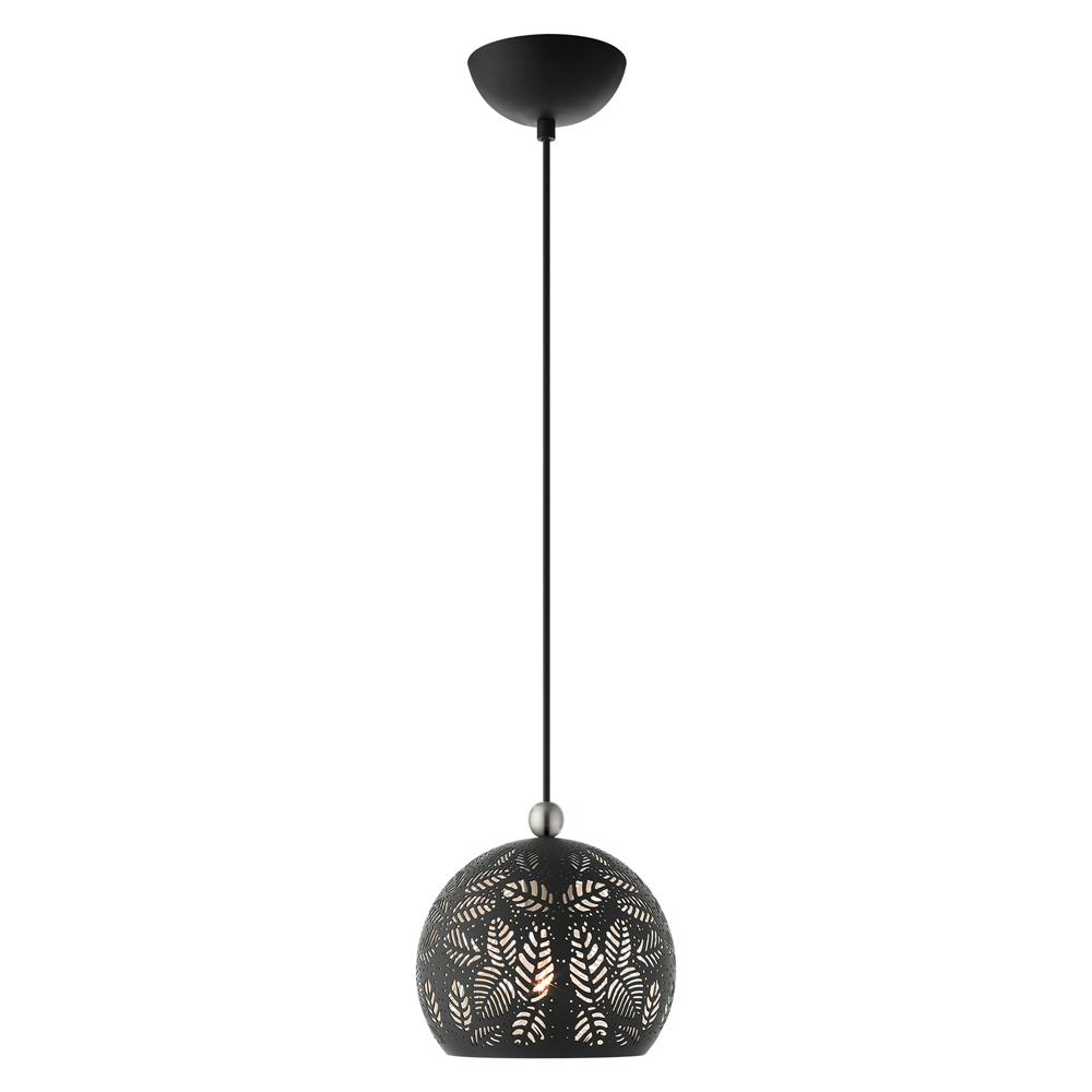 Livex Lighting 49541-04 Chantily Pendant in Black with Brushed Nickel Accents