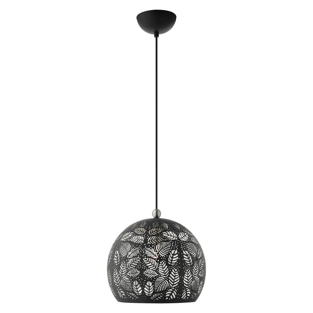 Livex Lighting 49542-04 Chantily Pendant in Black with Brushed Nickel Accents