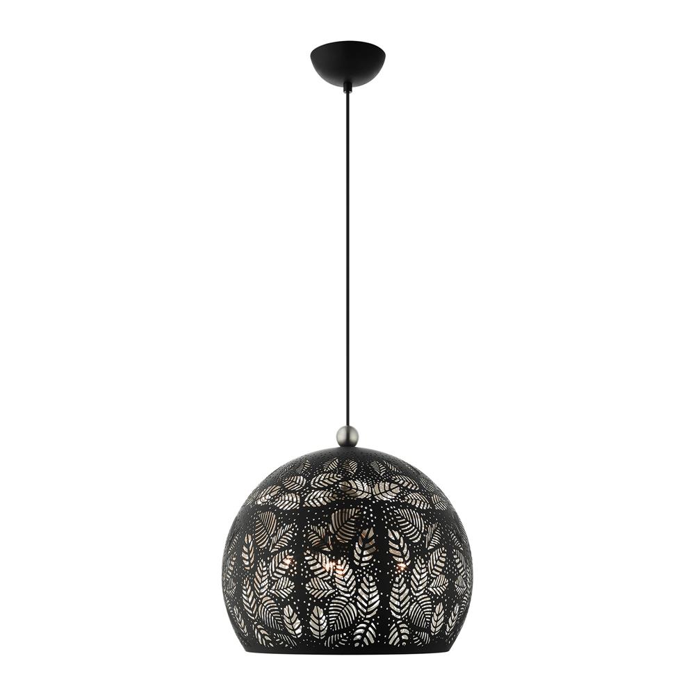 Livex Lighting 49543-04 Chantily Pendant in Black with Brushed Nickel Accents