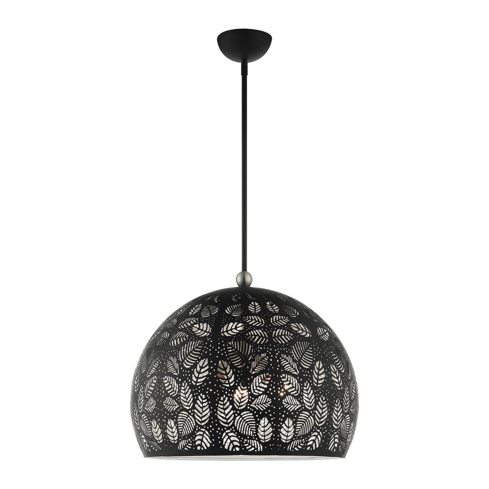Livex Lighting 49544-04 Chantily Pendant in Black with Brushed Nickel Accents