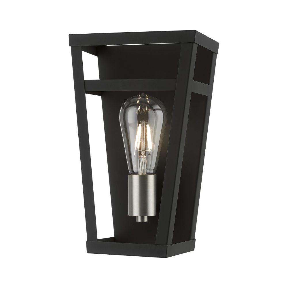 Livex Lighting 49567-04 1 Light Black with Brushed Nickel Accents ADA Sconce