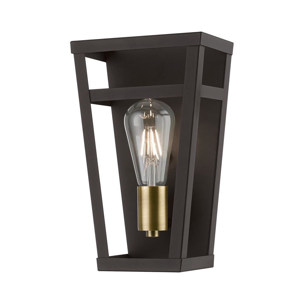 Livex Lighting 49567-07 1 Light Bronze with Antique Brass Accents ADA Sconce