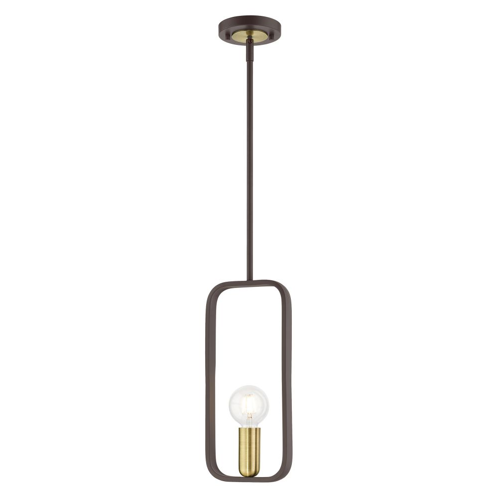 Livex Lighting 49741-07 Pendant in Bronze with Antique Brass Accents