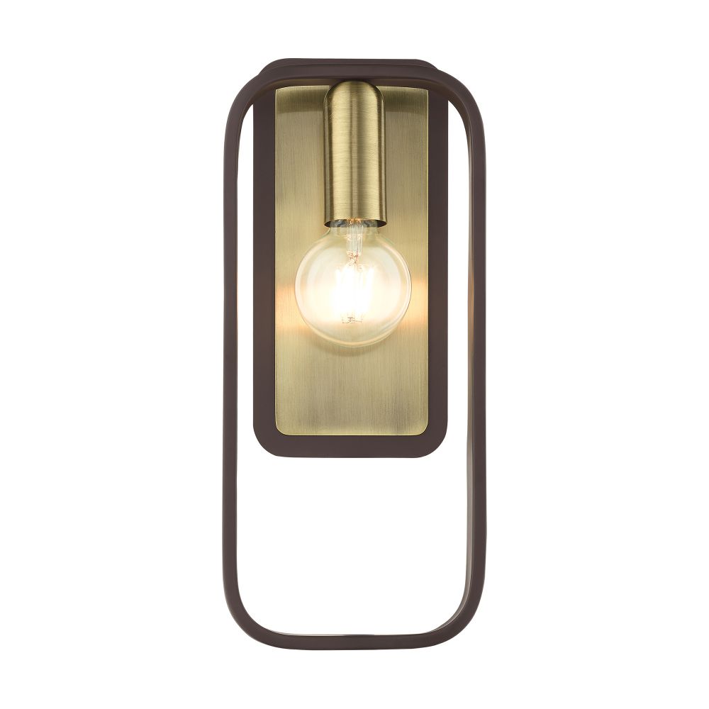 Livex Lighting 49742-07 ADA Single Sconce in Bronze with Antique Brass Accents