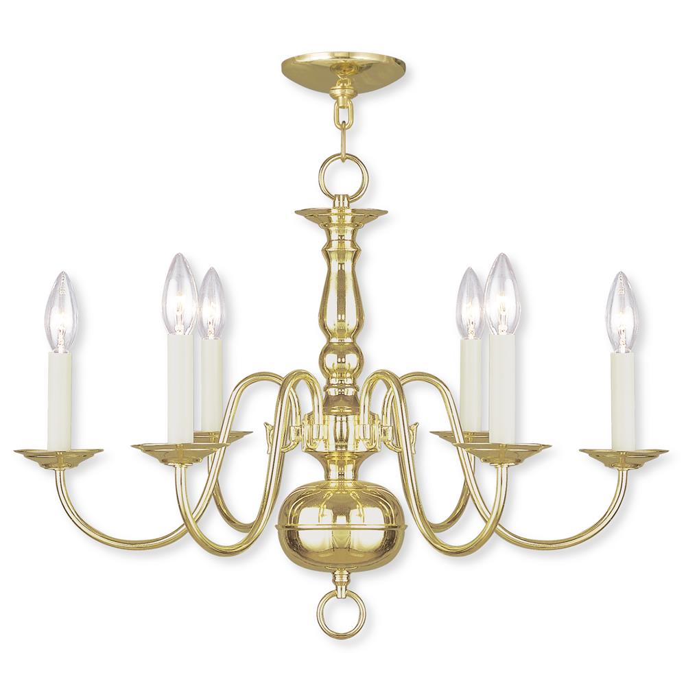 Livex Lighting 5006-01 Williamsburg 6 Light Antique Brass Chandelier,  Chandeliers -  Canada