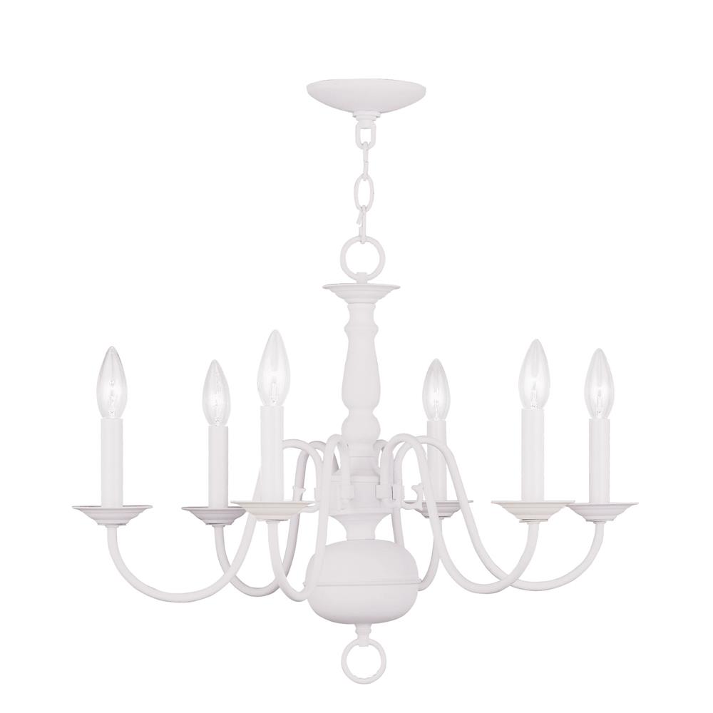 Livex Lighting 5006 Williamsburgh Up Lighting 1 Tier Chandelier with 6 Lights in White