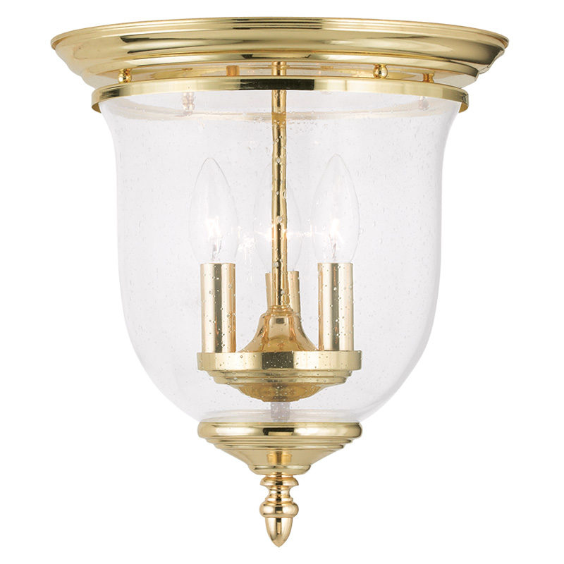 Livex Lighting 5024-02 Legacy Ceiling Mount in Polished Brass with Hand Blown Clear Seeded Glass