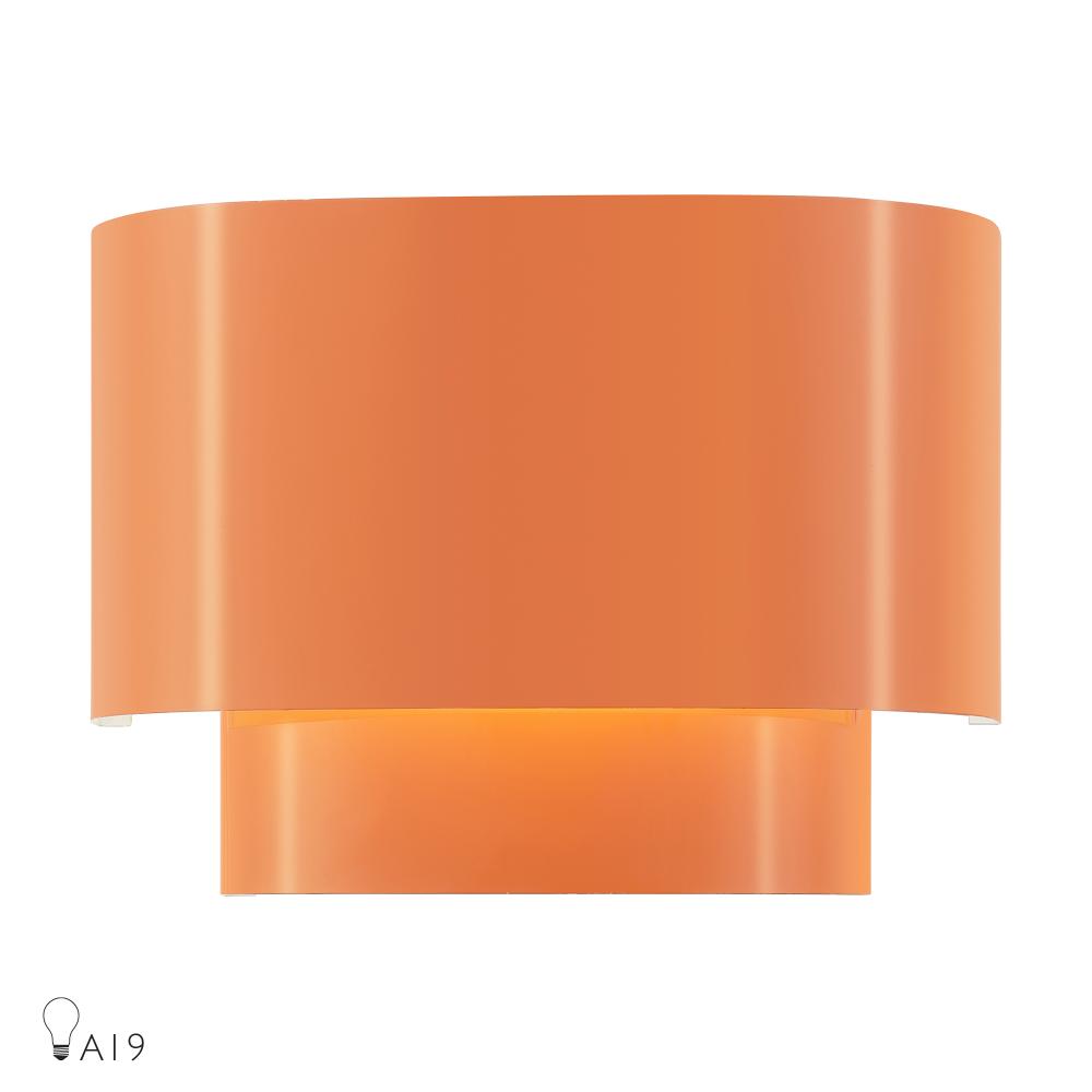 Livex Lighting 50299-77 1 Light Shiny Orange ADA Sconce with Shiny Orange Metal Shade with Shiny White Inside