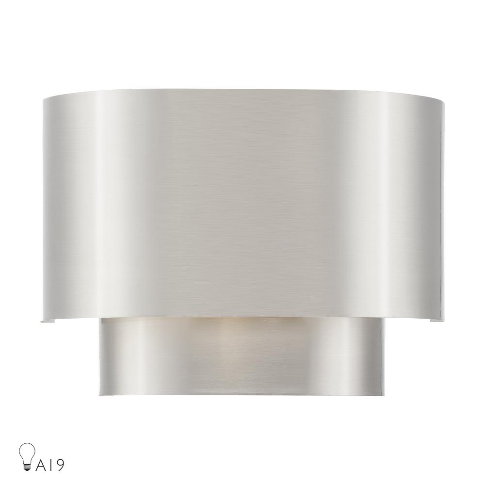 Livex Lighting 50299-91 1 Light Brushed Nickel ADA Sconce with Brushed Nickel Metal Shade with Shiny White Inside