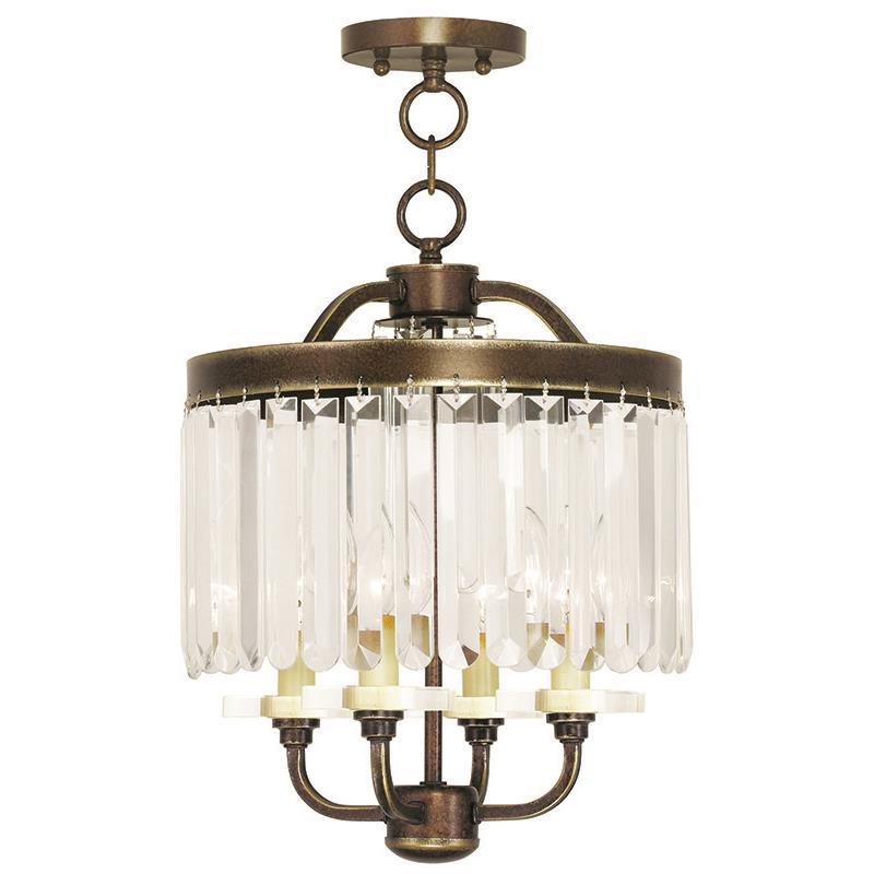 Livex Lighting 50543-64 Ashton 4 Light Convertible Mini Chandelier/Ceiling Mount in Hand Painted Palacial Bronze