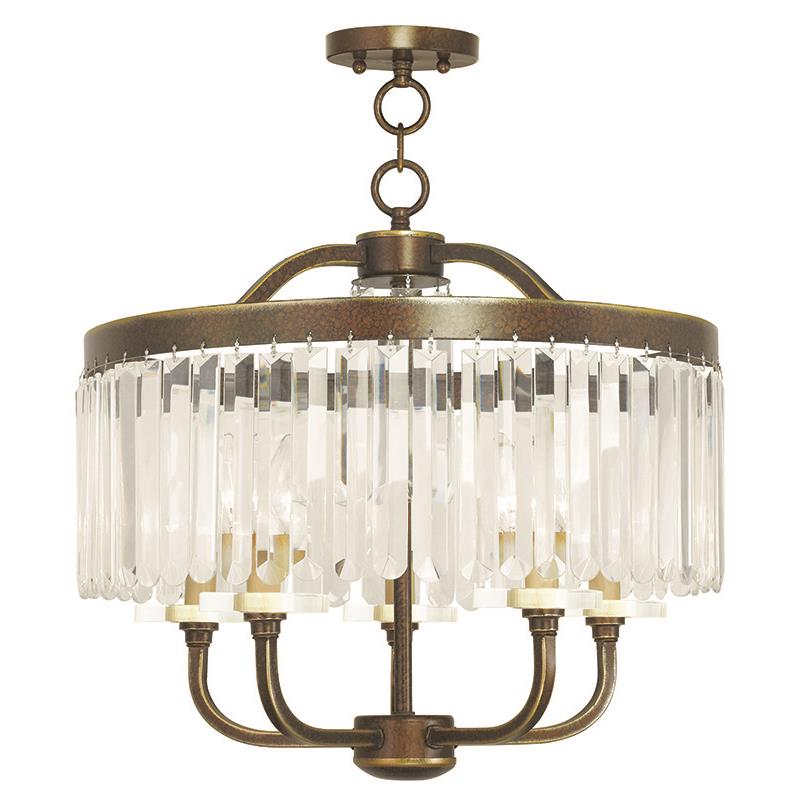 Livex Lighting 50545-64 Ashton 5 Light Convertible Chandelier/Ceiling Mount in Hand Painted Palacial Bronze