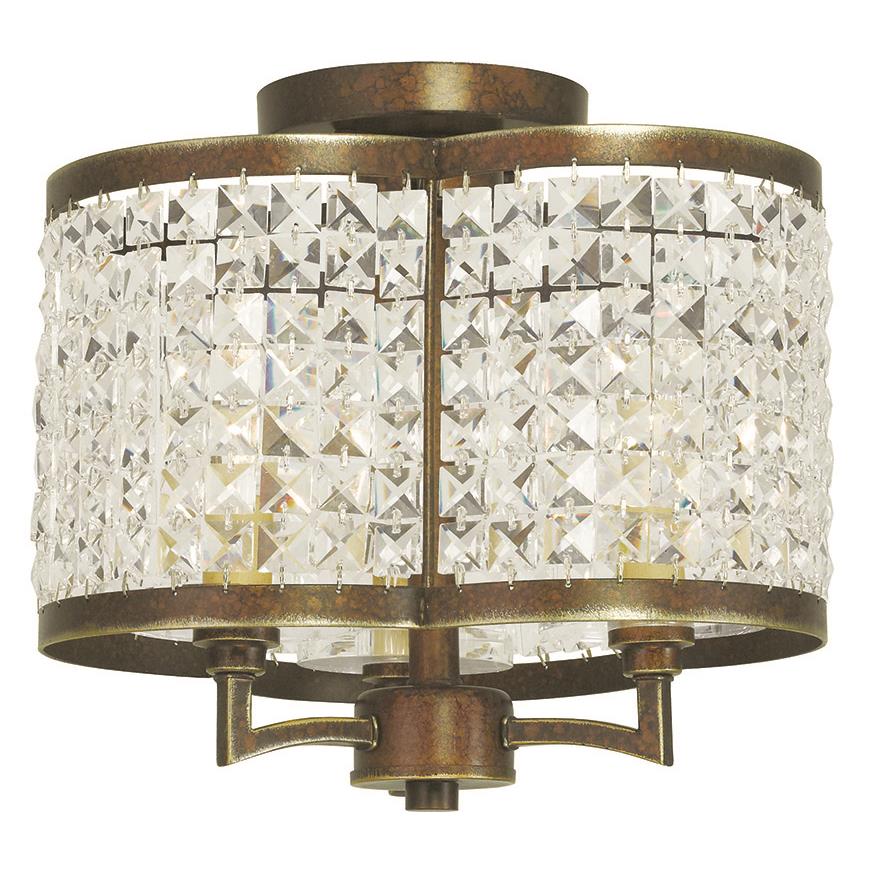 Livex Lighting 50573-64 Grammercy 3 Light Ceiling Mount in Hand Painted Palacial Bronze