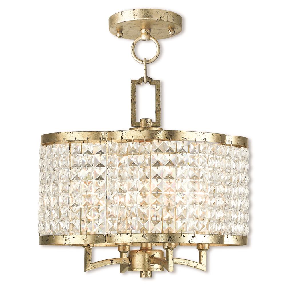 Livex Lighting 50574-28 Convertible Mini Chandelier/Ceiling Mount in Hand Applied Winter Gold