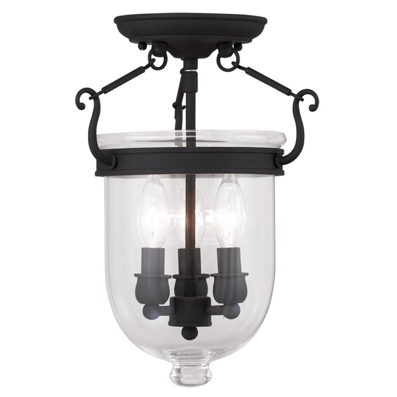 Livex Lighting 5061-04 Jefferson Ceiling Mount in Black with Clear Glass