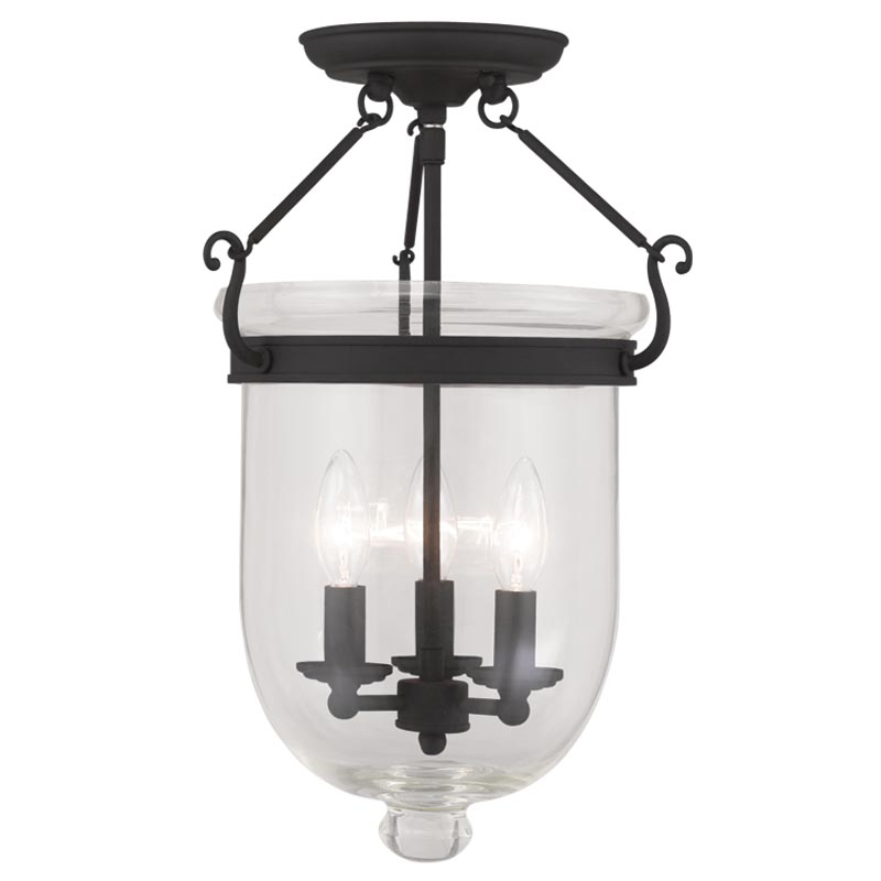 Livex Lighting 5062-04 Jefferson Ceiling Mount in Black with Clear Glass