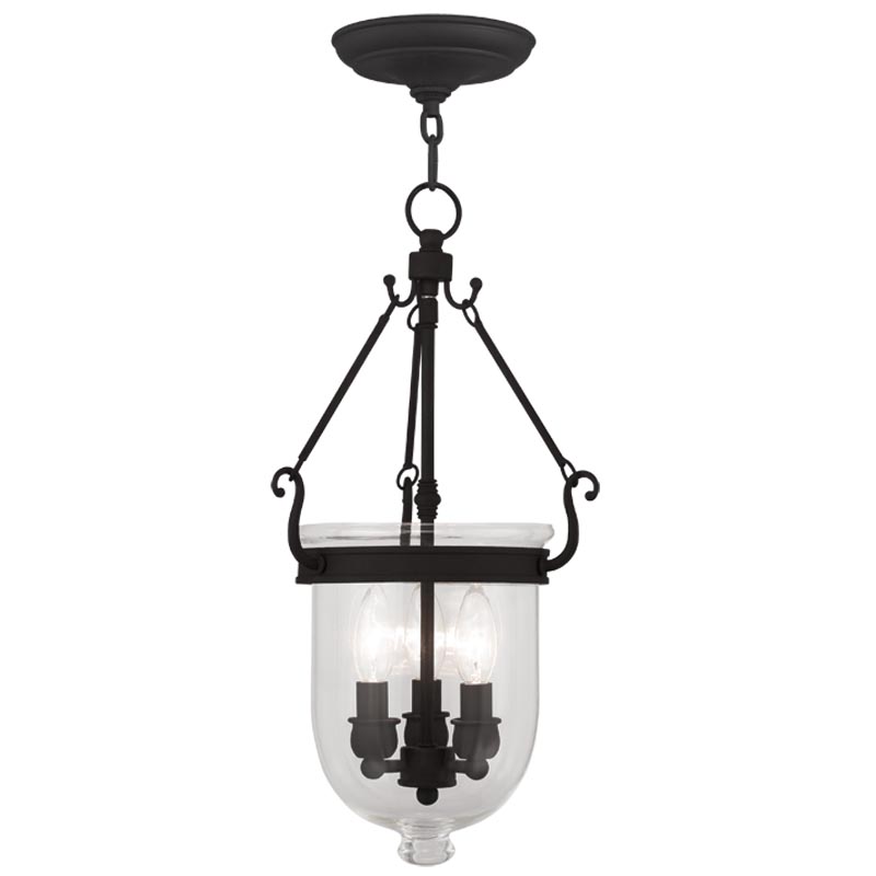 Livex Lighting 5063-04 Jefferson Chain Hang in Black with Clear Glass