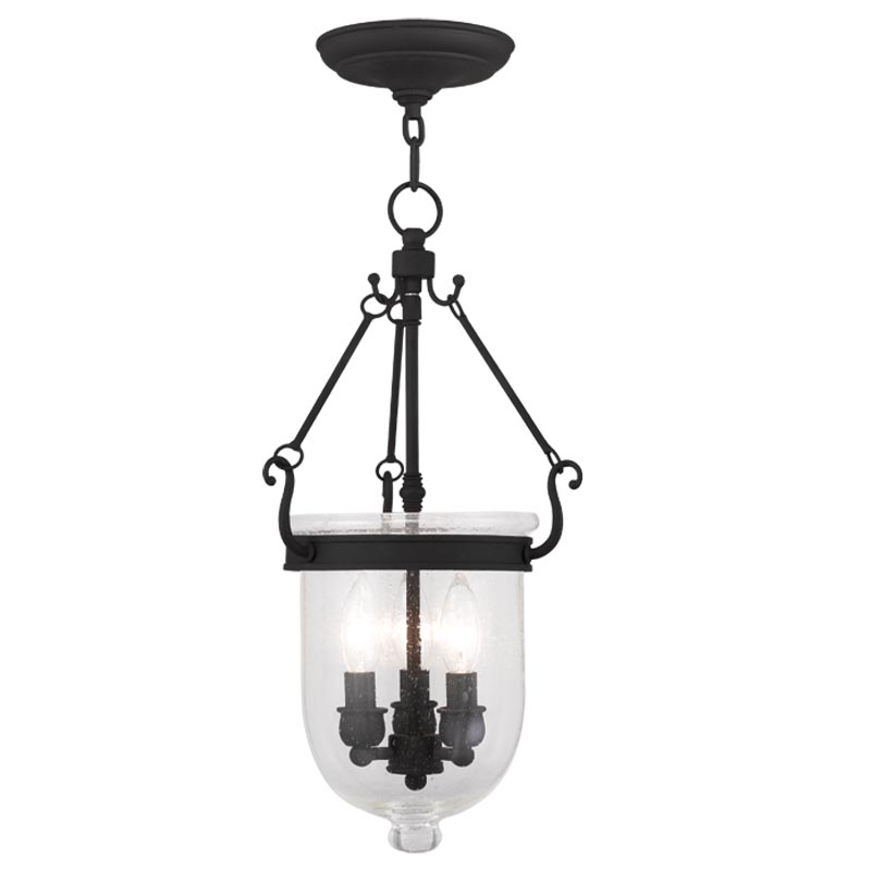 Livex Lighting 5083-04 Jefferson Chain Hang in Black with Seeded Glass