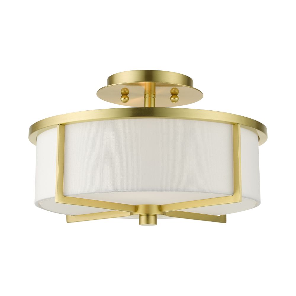Livex Lighting 51073-12 Semi Flush in Satin Brass 