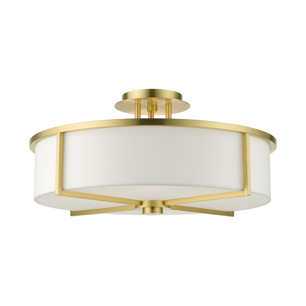 Livex Lighting 51075-12 Semi Flush in Satin Brass 