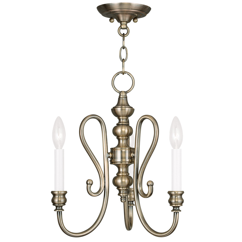 Livex Lighting 5163-01 Caldwell Convertible Mini Chandelier/Ceiling Mount in Antique Brass