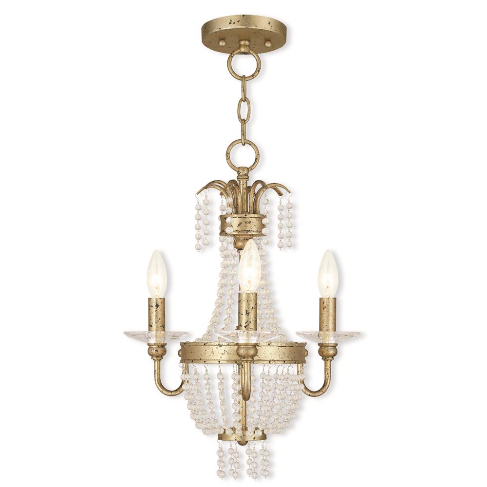 Livex Lighting 51843-28 Valentina Convertible Mini Chandelier/Ceiling Mount in Hand Applied Winter Gold