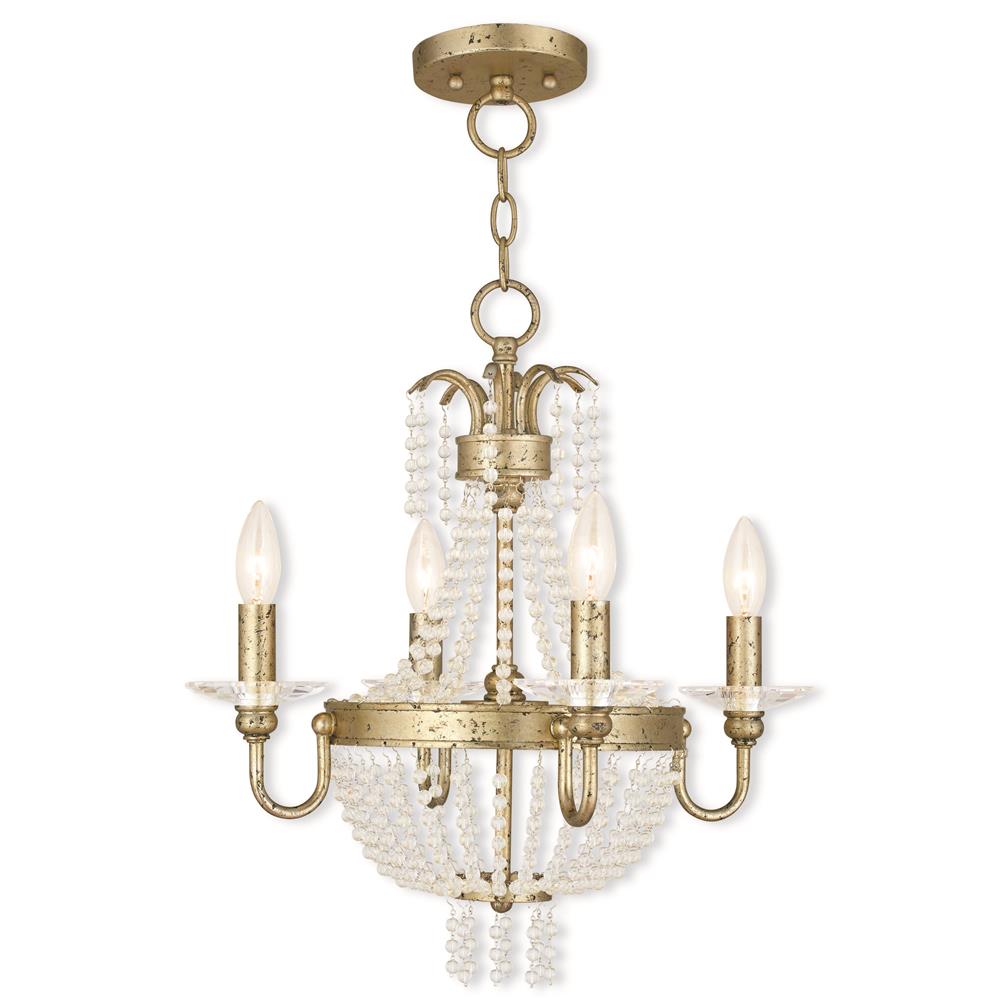 Livex Lighting 51844-28 Valentina Convertible Mini Chandelier/Ceiling Mount in Hand Applied Winter Gold