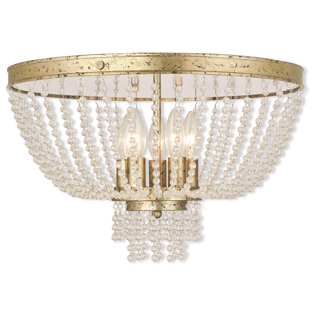 Livex Lighting 51866-28 Valentina Ceiling Mount in Hand Applied Winter Gold