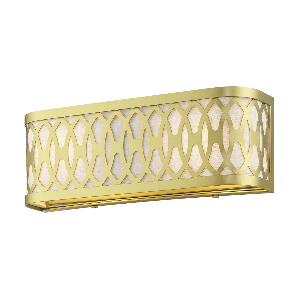 Livex Lighting 53430-33 2 Light Soft Gold ADA Sconce with Hand Crafted Oatmeal Color Fabric Hardback Shade