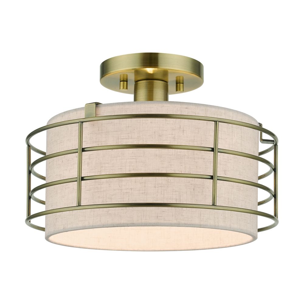 Livex Lighting 55117-01 1 Light Antique Brass Medium Semi-Flush
