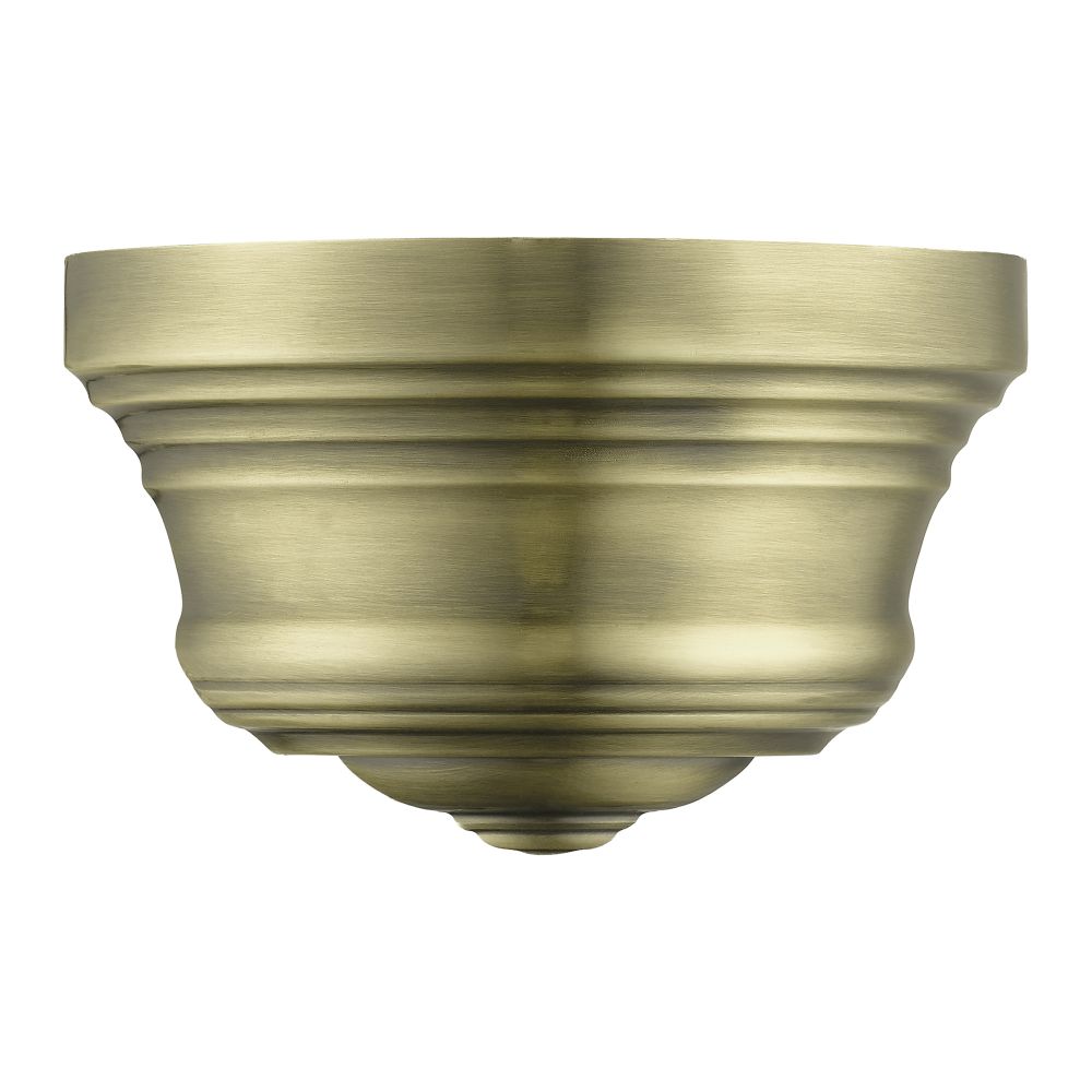 Livex Lighting 55908-01 1 Light Antique Brass Bell ADA Sconce with Shiny White Finish Inside