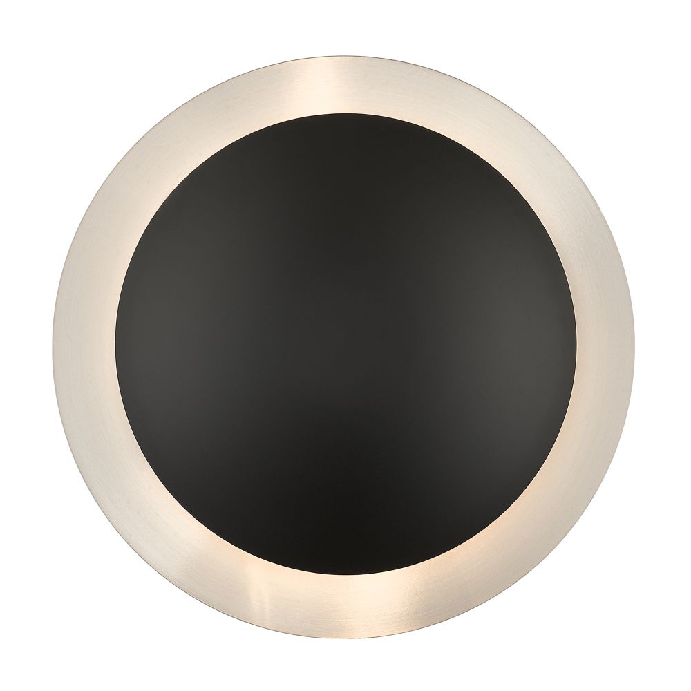 Livex Lighting 56571-04 2 Light Black Medium Semi-Flush/ Wall Sconce with Brushed Nickel Reflector Backplate