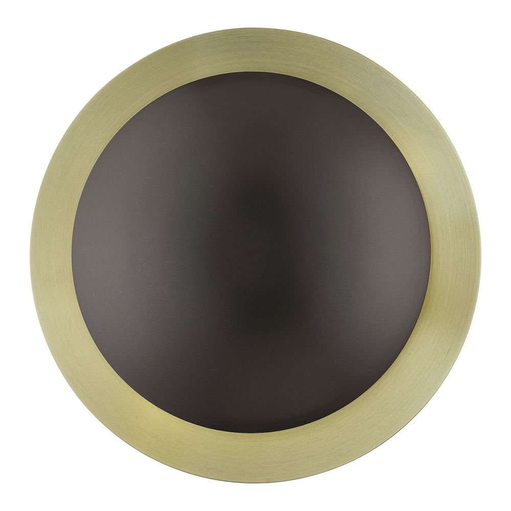 Livex Lighting 56571-92 2 Light English Bronze Medium Semi-Flush/ Wall Sconce with Antique Brass Reflector Backplate