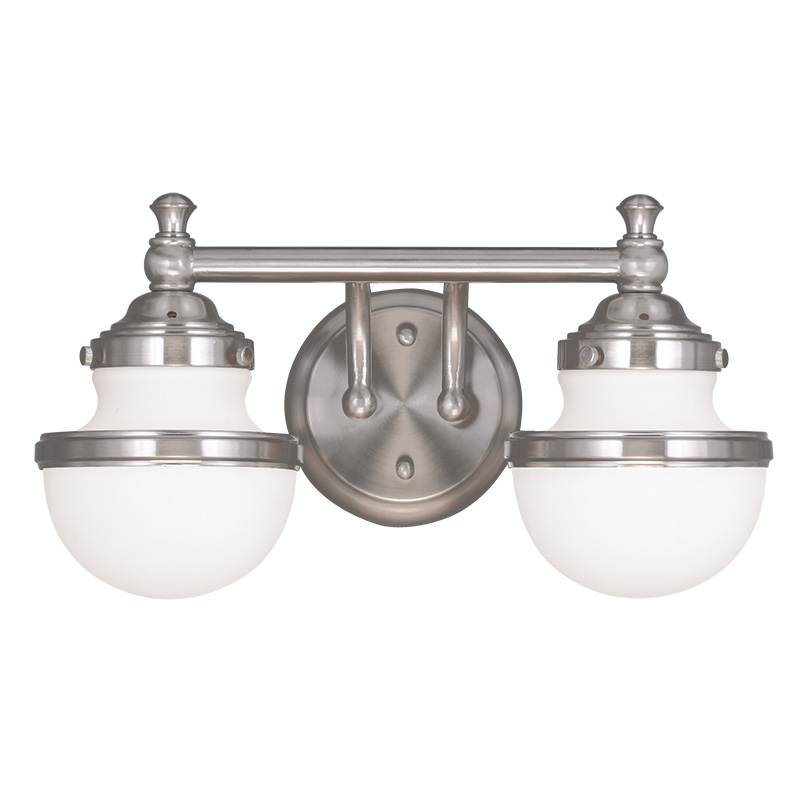 Livex Lighting 5712-91 Oldwick Bath Light in Brushed Nickel with Hand Blown Satin Opal White Glass