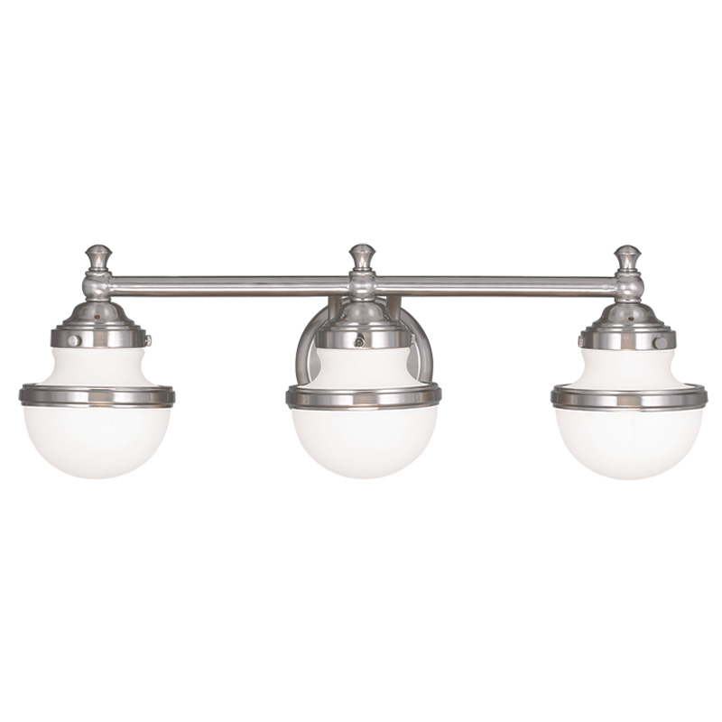 Livex Lighting 5713-91 Oldwick Bath Light in Brushed Nickel with Hand Blown Satin Opal White Glass